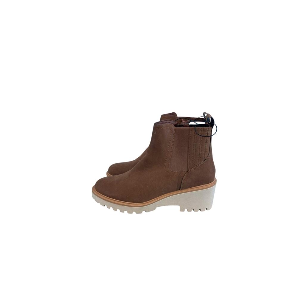 Maurices Brown Faux Suede Chelsea Boots Size 9M | Chunky Lug Sole Platform Colby